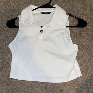 Cropped tank top with collar